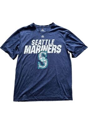 Seattle Mariners Mens Medium Cool Gear Blue T Shirt Dry Fit Style EUC
